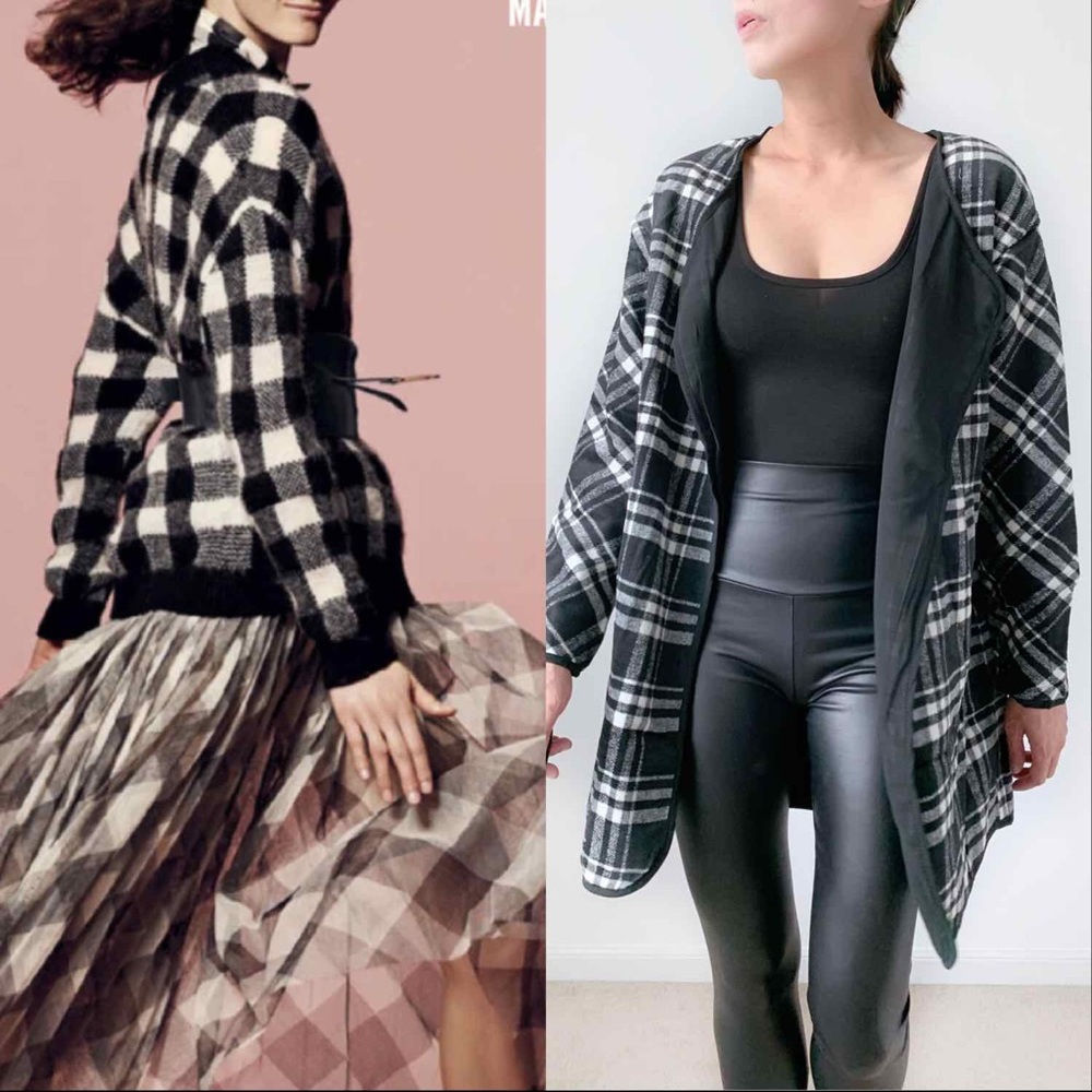 White and Black Plaid Coat - Picture 4 of 13
